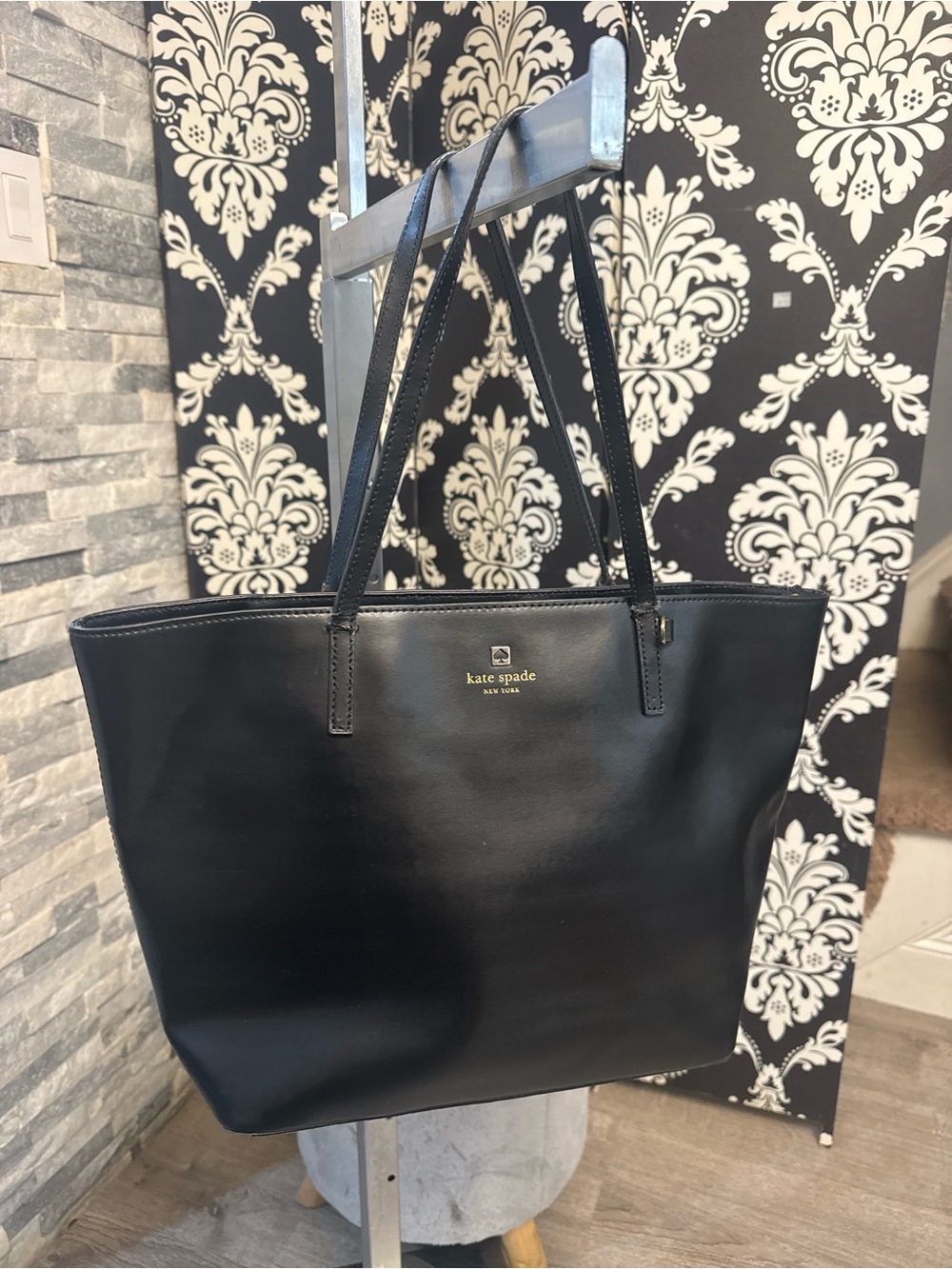 kate spade Black Leather Shoulder Tote